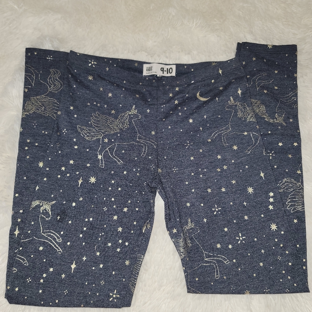 Cotton On 9-10 Girls Leggings Blue Unicorns